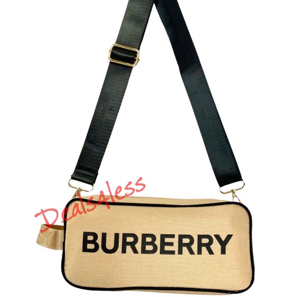 Burberry Crossbody Bag Pouch Dopp Kit Shaving Case Toiletries Gold Travel Tan - Picture 8 of 8